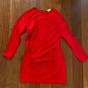 Long Sleeved Red Mini Dress - Size L
